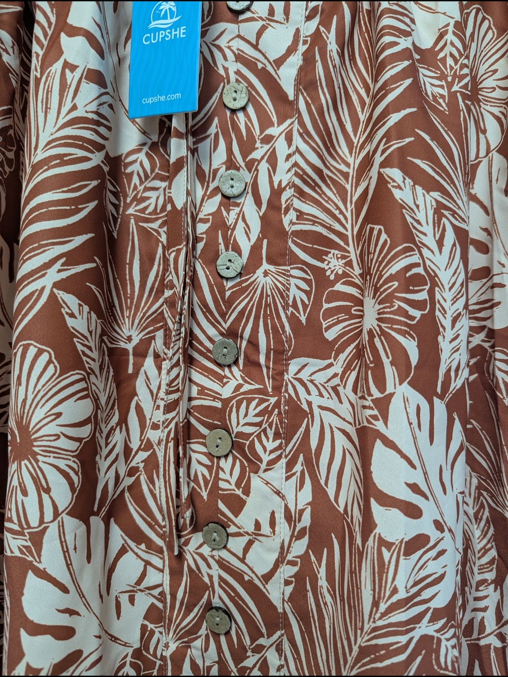 Cupshe Rust & Cream Tropical Print Wide-Leg Pants - Picture 5 of 8